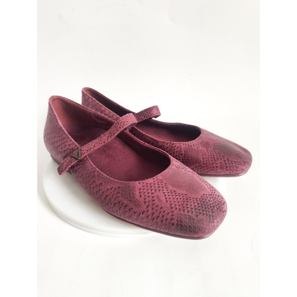 New Vionic Mary Jane Flats 6.5 Alameda Wine Snake Embossed Suede Comfort Shoes